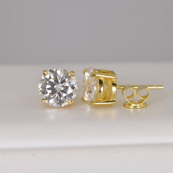 GRA Certified 4.0 tcw Brilliant Round Cut Moissanite Stud Earrings Solid 925 - Picture 3 of 7